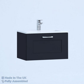500mm Minimalist 1 Drawer Wall Hung Bathroom Vanity Basin Unit (Fully Assembled) - Oxford Matt Indigo