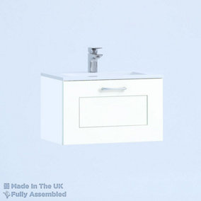500mm Minimalist 1 Drawer Wall Hung Bathroom Vanity Basin Unit (Fully Assembled) - Oxford Matt White