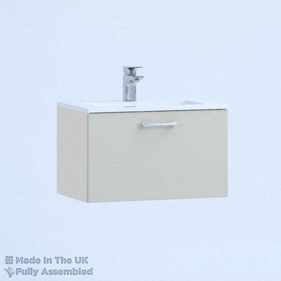 500mm Minimalist 1 Drawer Wall Hung Bathroom Vanity Basin Unit (Fully Assembled) - Vivo Gloss Light Grey Price Comparisons | Compare The Build