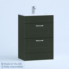 500mm Minimalist 2 Drawer Floor Standing Bathroom Vanity Basin Unit (Fully Assembled) - Cambridge Solid Wood Fir Green