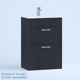 500mm Minimalist 2 Drawer Floor Standing Bathroom Vanity Basin Unit (Fully Assembled) - Cambridge Solid Wood Indigo