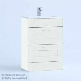 500mm Minimalist 2 Drawer Floor Standing Bathroom Vanity Basin Unit (Fully Assembled) - Cambridge Solid Wood Ivory