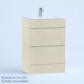 500mm Minimalist 2 Drawer Floor Standing Bathroom Vanity Basin Unit (Fully Assembled) - Cambridge Solid Wood Mussel