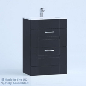 500mm Minimalist 2 Drawer Floor Standing Bathroom Vanity Basin Unit (Fully Assembled) - Cartmel Woodgrain Indigo