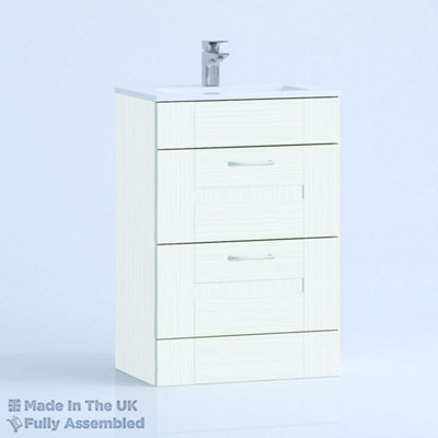 500mm Minimalist 2 Drawer Floor Standing Bathroom Vanity Basin Unit (Fully Assembled) - Cartmel Woodgrain Ivory Price Comparisons | Compare The Build