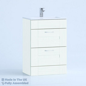 500mm Minimalist 2 Drawer Floor Standing Bathroom Vanity Basin Unit (Fully Assembled) - Cartmel Woodgrain Ivory