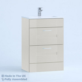 500mm Minimalist 2 Drawer Floor Standing Bathroom Vanity Basin Unit (Fully Assembled) - Cartmel Woodgrain Light Grey