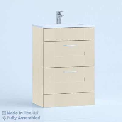 500mm Minimalist 2 Drawer Floor Standing Bathroom Vanity Basin Unit (Fully Assembled) - Cartmel Woodgrain Mussel Price Comparisons | Compare The Build