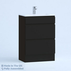 500mm Minimalist 2 Drawer Floor Standing Bathroom Vanity Basin Unit (Fully Assembled) - Lucente Gloss Anthracite