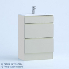 500mm Minimalist 2 Drawer Floor Standing Bathroom Vanity Basin Unit (Fully Assembled) - Lucente Gloss Light Grey