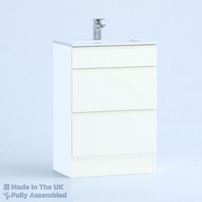 500mm Minimalist 2 Drawer Floor Standing Bathroom Vanity Basin Unit (Fully Assembled) - Lucente Gloss White
