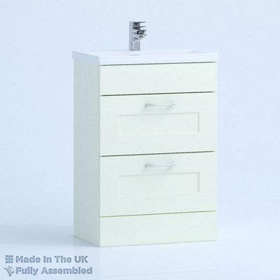 500mm Minimalist 2 Drawer Floor Standing Bathroom Vanity Basin Unit (Fully Assembled) - Oxford Matt Ivory Price Comparisons | Compare The Build