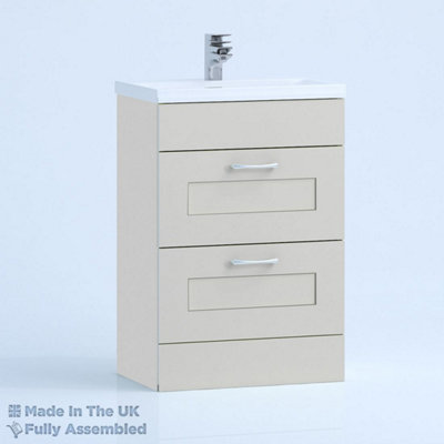 500mm Minimalist 2 Drawer Floor Standing Bathroom Vanity Basin Unit (Fully Assembled) - Oxford Matt Light Grey Price Comparisons | Compare The Build
