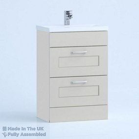 500mm Minimalist 2 Drawer Floor Standing Bathroom Vanity Basin Unit (Fully Assembled) - Oxford Matt Light Grey
