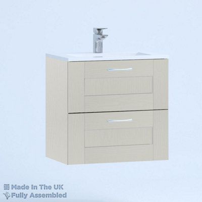500mm Minimalist 2 Drawer Wall Hung Bathroom Vanity Basin Unit (Fully Assembled) - Cambridge Solid Wood Light Grey Price Comparisons | Compare The Build