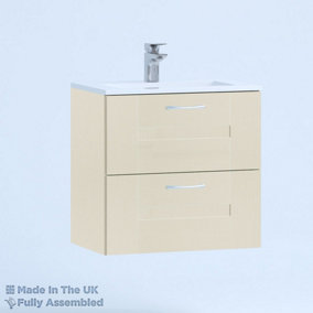 500mm Minimalist 2 Drawer Wall Hung Bathroom Vanity Basin Unit (Fully Assembled) - Cartmel Woodgrain Mussel