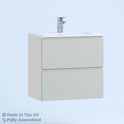 500mm Minimalist 2 Drawer Wall Hung Bathroom Vanity Basin Unit (Fully Assembled) - Lucente Gloss Light Grey Price Comparisons | Compare The Build