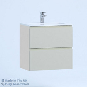 500mm Minimalist 2 Drawer Wall Hung Bathroom Vanity Basin Unit (Fully Assembled) - Lucente Matt Light Grey