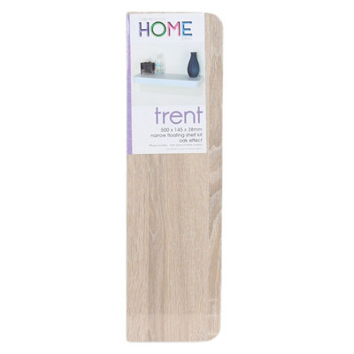 500mm Trent Narrow Floating Shelf Kit, Oak Effect