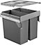 500mm Under Counter Bin Pull Out Kitchen Waste Recycling Cabinet 2x34L Dark Grey
