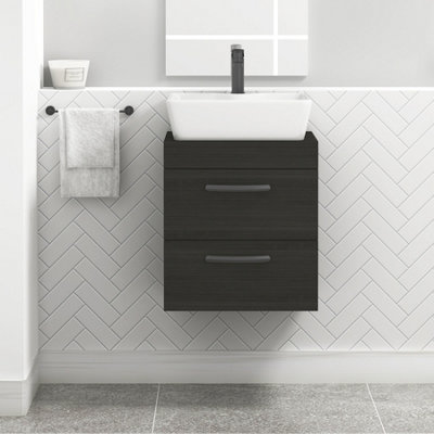 Wonline Bathroom Vanity Cabinet 18/20/24 Inch – Black/White, W/ Undermount Resin Vessel Sink