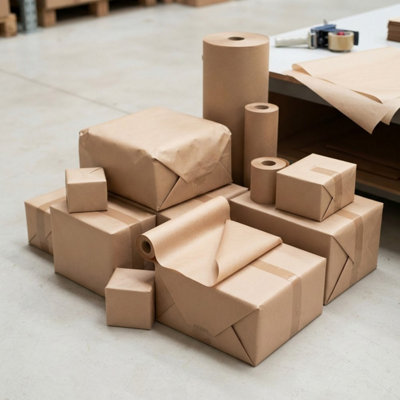500mm x 6m Brown Kraft Paper Roll Premium Recyclable Wrapping Packing ...