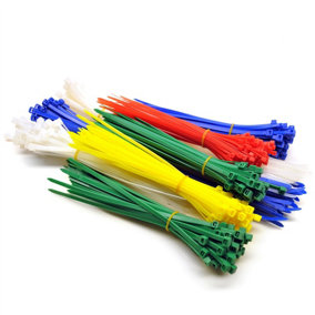 500pc Zip Cable Tie set of Various Sizes / Plastic Nylon Colours