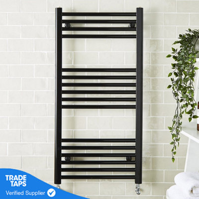 500x1000mm Matt Black Heated Towel Warmer Ladder Rail Radiator DIY at B&Q