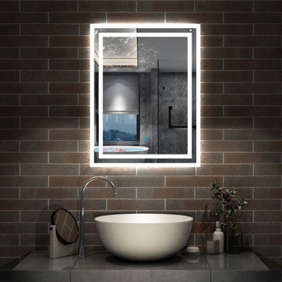 500x700mm Bathroom Mirror with Lights and Antifog Function, Touch