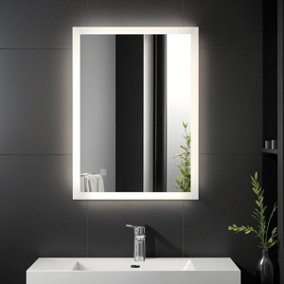 500x700mm LED Illuminated Bathroom Mirror Cool White with Shaver Socket  & Demister Pad