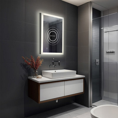 500x700mm LED Illuminated Bathroom Mirror Cool White with Touch Sensor & Demister Pad