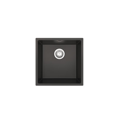 Kersin Dante Matt Black Composite Undermount 1 Bowl Sink & Drainer (W) 440 X (L) 440mm from B&Q