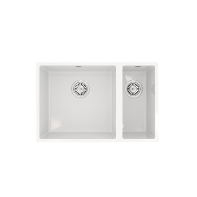 Kersin Dante Gloss White Composite Undermount 1.5 Bowl Sink & Drainer (W) 670 X (L) 440mm from B&Q