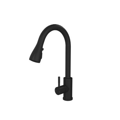  - Kersin Luxr Matt Black Kitchen Sink Mixer Tap With Pull-Out Hose And Spray Head