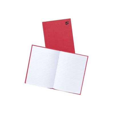 Fivestar 5 Star Manuscript Book Casebound 70Gsm Ruled 192 Pages A5 Pack Of 5Red from B&Q