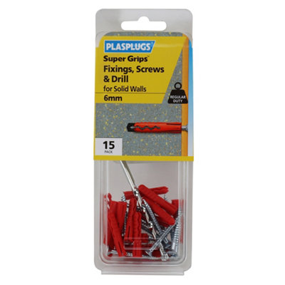 Plasplugs Super Grips Pz Red Multi-Purpose Screw & Wall Plug (Dia)6mm (L)32mmPack Of 15 from B&Q