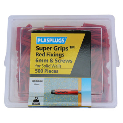 Plasplugs Super Grips Pz Red Multi-Purpose Screw & Wall Plug (Dia)6mm (L)32mmPack Of 500 from B&Q