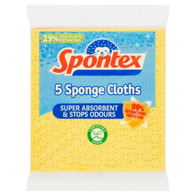 Sponge Cloths Pack Of 5 Super Absorbent Cleaning Cloths Assorted Colours - Image 4