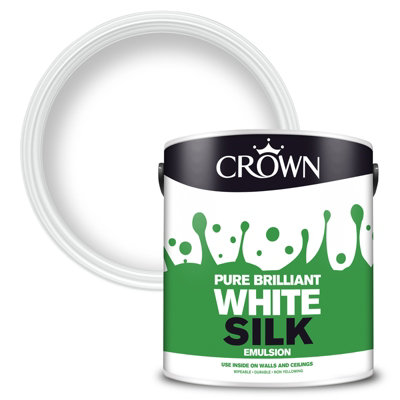 Crown Walls & Ceilings Emulsion Silk Pure Brilliant White2.5L from B&Q
