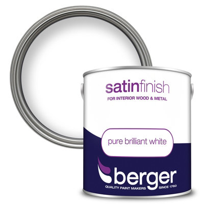 Berger Satin Paint Brilliant White2.5L from B&Q