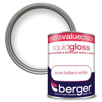 Berger Liquid Gloss Paint Pure Brilliant White1.25L from B&Q