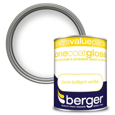 Berger One Gloss Paint Brilliant White1.25L from B&Q