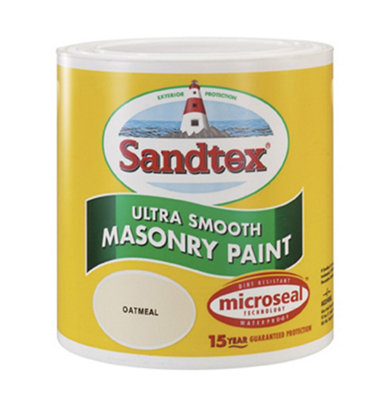 Sandtex Ultra Smooth Cornish Smooth Masonry Paint, 2.5L Cream