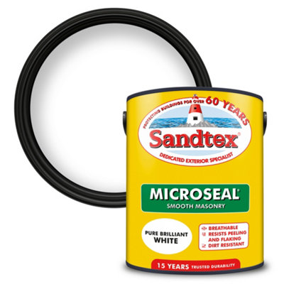 Sandtex Microseal Pure Brilliant White Ultra Smooth Masonry Paint5L from B&Q