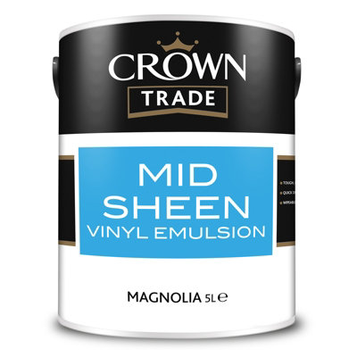 Crown Trade Mid Sheen Magnolia 5L from B&Q