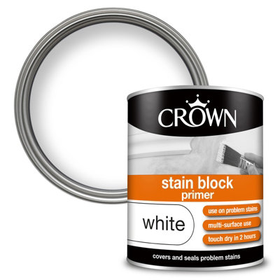 Crown Stain Block Primer White Paint750Ml from B&Q