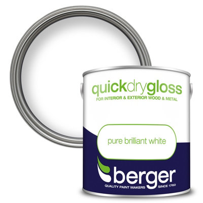 Berger Quick Dry Gloss Paint Brilliant White2.5L from B&Q