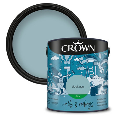 Crown Silk Emulsion Paint - Walls & Ceilings - Duck Egg - 2.5L - Image 5