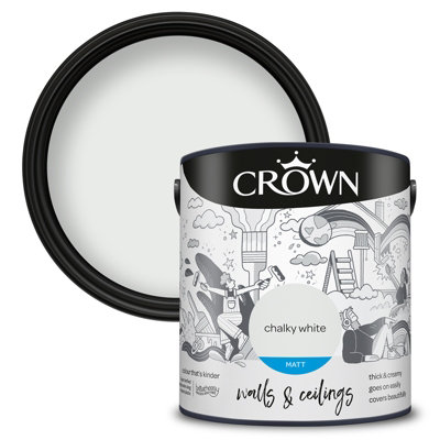Crown Walls & Ceilings Matt Emulsion Paint Chalky White2.5L from B&Q