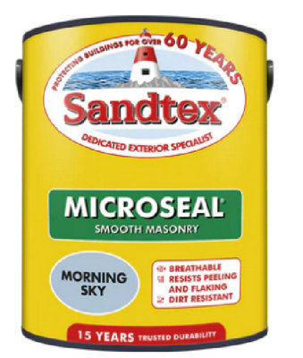 B&Q -  Microseal Exterior Smooth Masonry Paint Morning Sky 5L